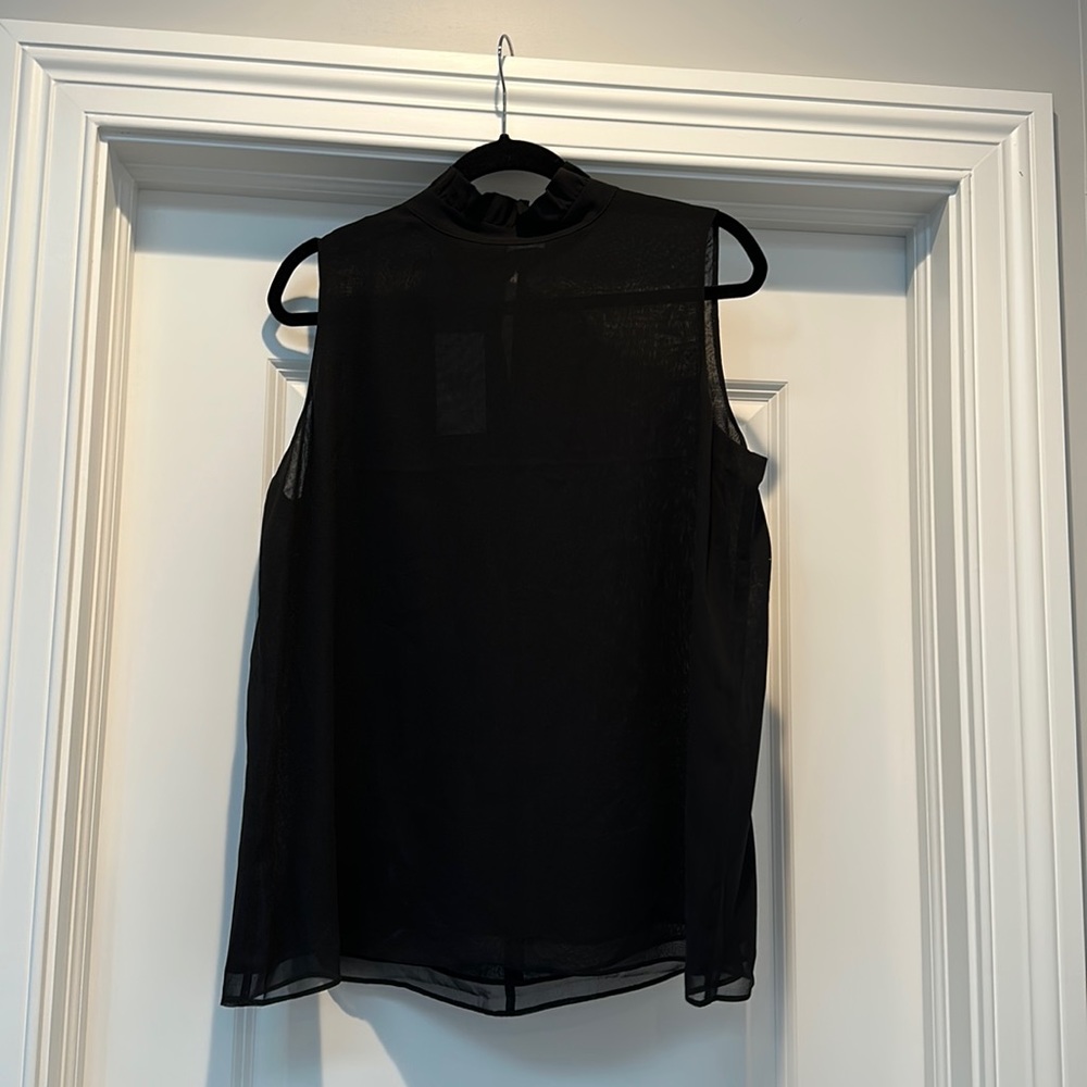 New with tags Lafayette 148 silk blouse with ruffle high neck